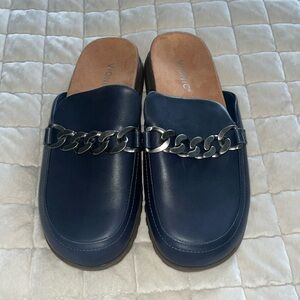 Navy with Silver Chain Vionic Georgie Mule